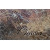 Tableau \"Chevreuils sous la neige\" signé L. VACANO
