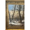 Tableau \"Chevreuils sous la neige\" signé L. VACANO
