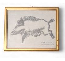 Gravure "Laie bondissant" de Robert HAINARD