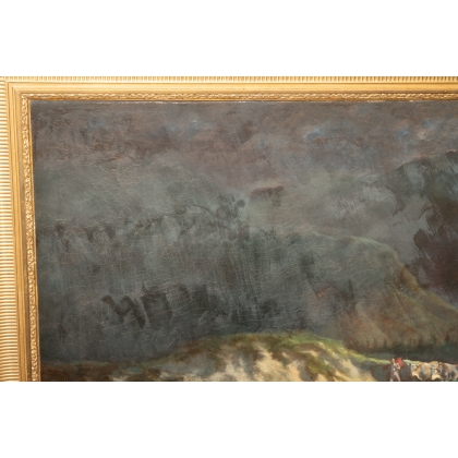Tableau \"Gué avec vaches et chevaux\" par HUMBERT