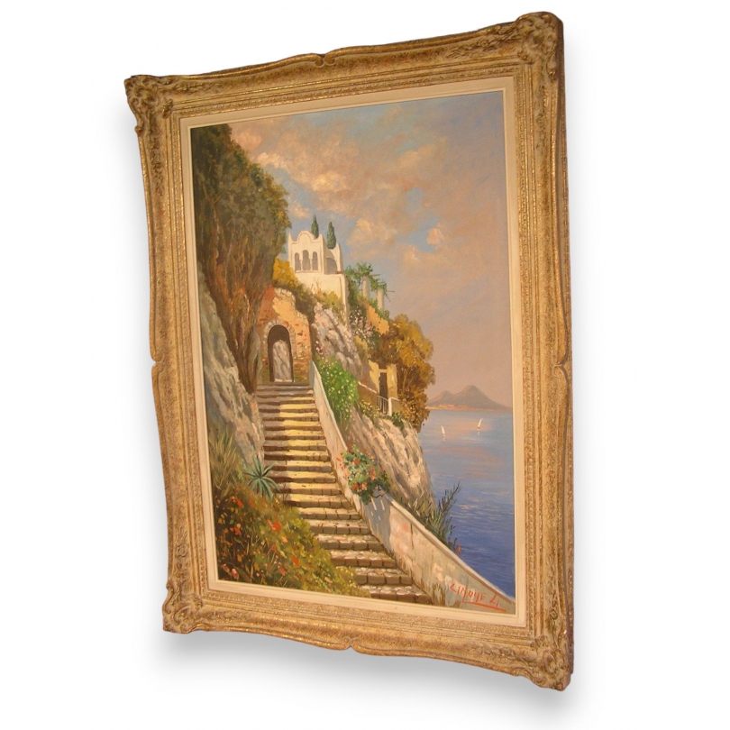 Paintings | Large oil-on-canvas painting "View of Moinat SA" – Antiques and home décor