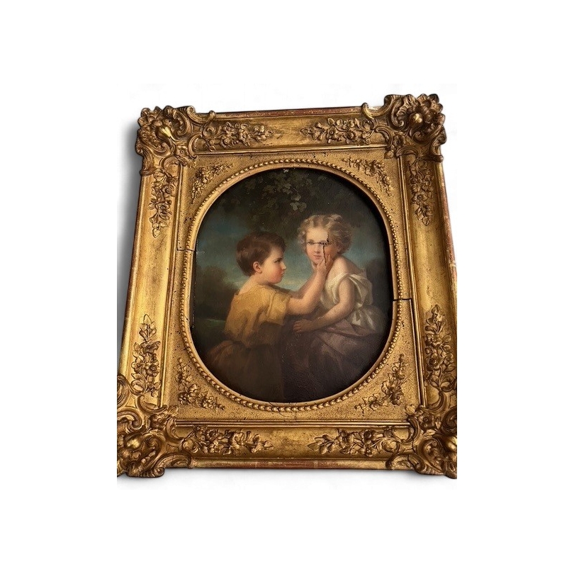 Tableau ovale \"Portrait d\'enfants\"