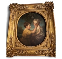 Tableau ovale "Portrait d'enfants"