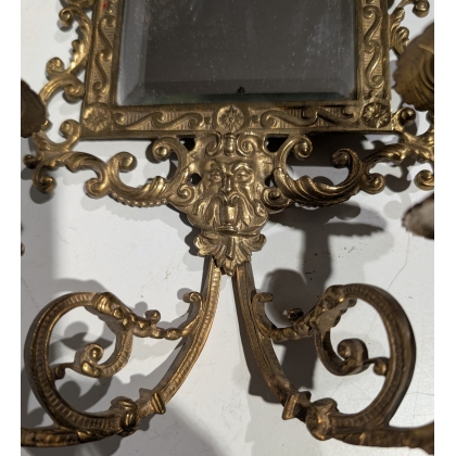 Pair of bronze mirror wall lights