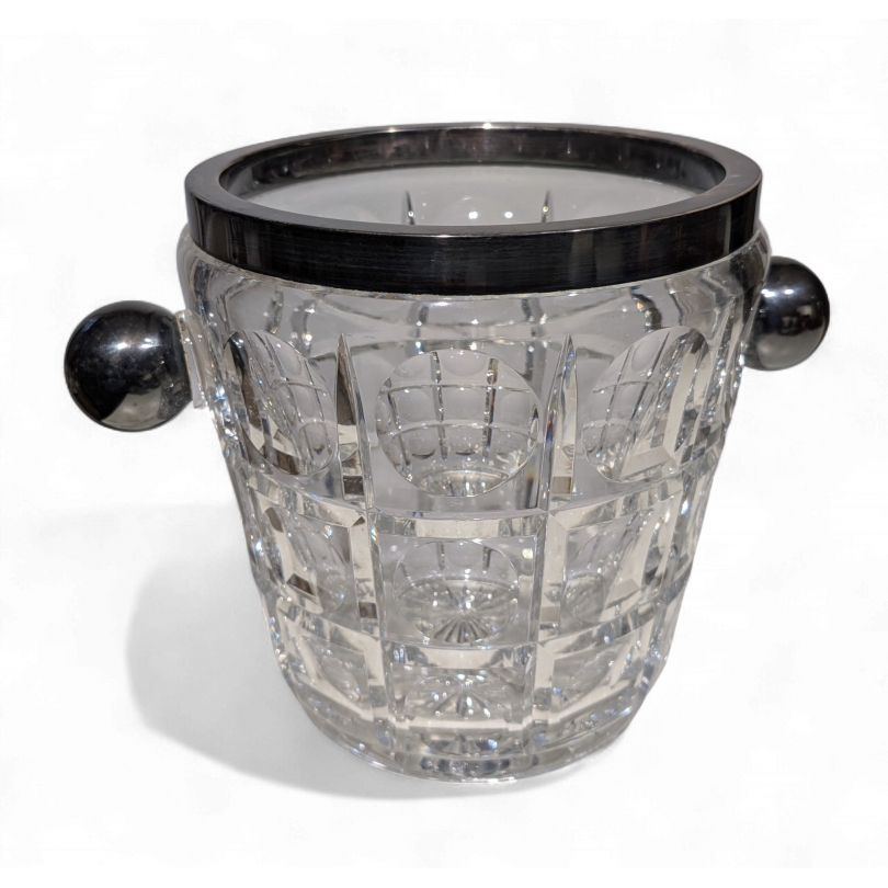 Seau à champagne en cristal et argent sterling