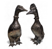Paire de canards en argent