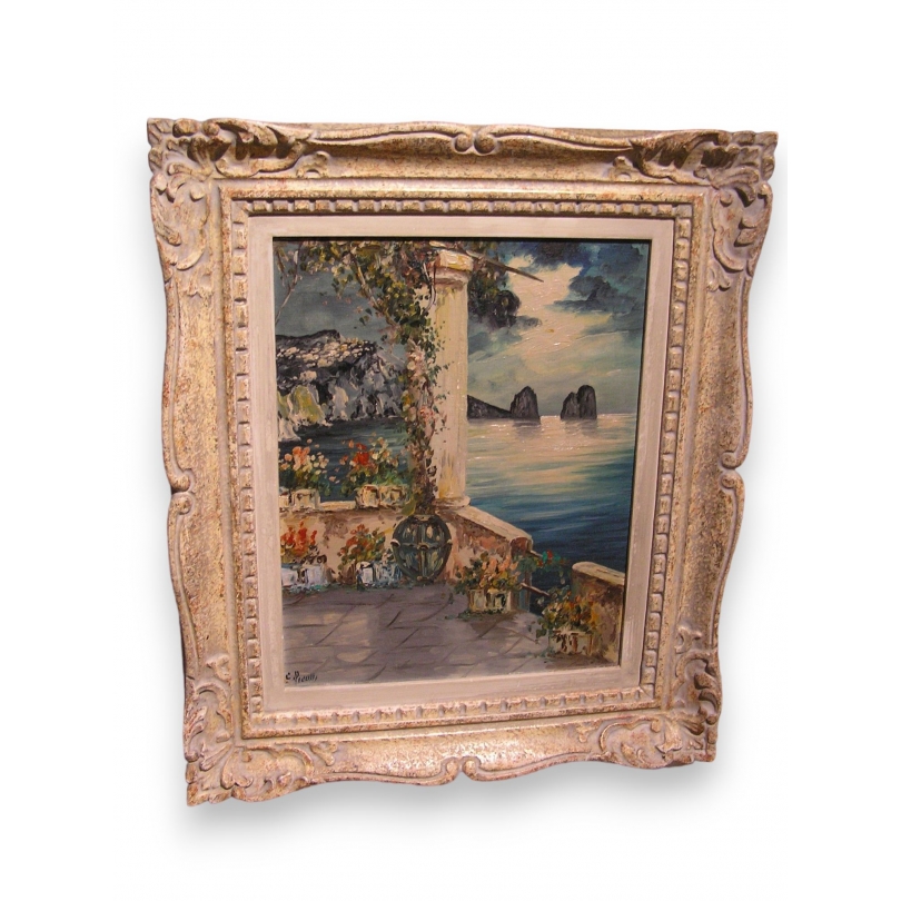 Paintings | Oil on cardboard, ‘View of Capri’, signed Moinat SA  – Antiques and home décor