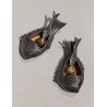Paire de salières Poisson en métal argenté