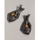 Paire de salières Poisson en métal argenté