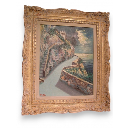 Huile sur carton \"Vue de Capri\" signée CIRPI