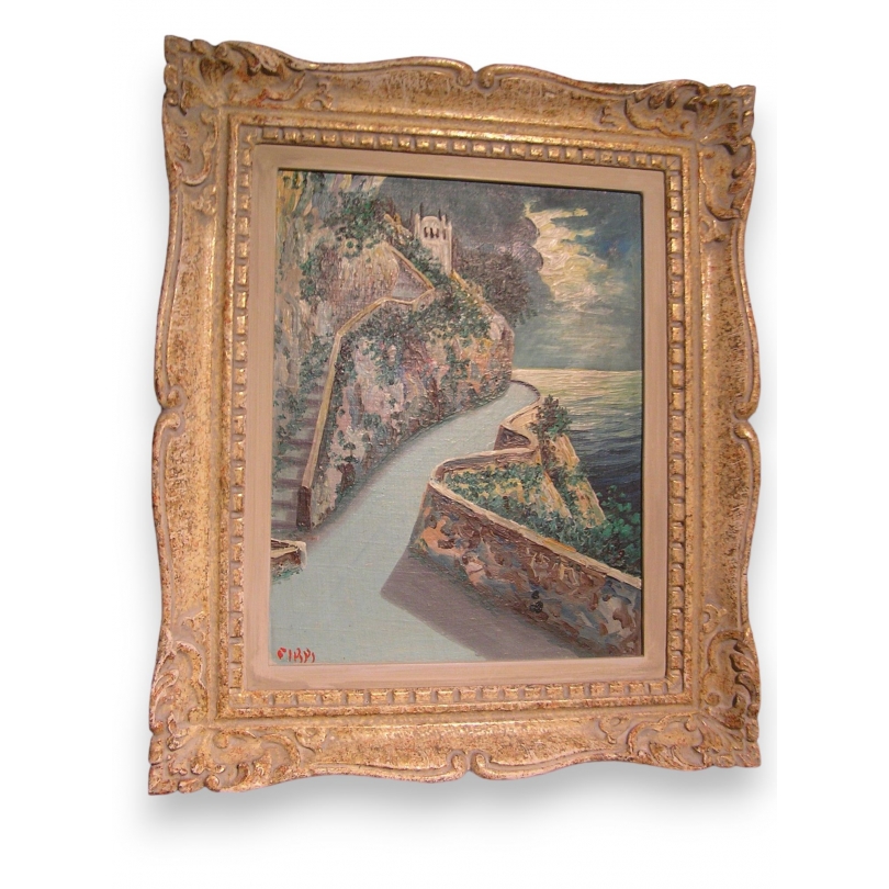 Paintings | Oil on cardboard, ‘View of Capri’, signed Moinat SA  – Antiques and home décor