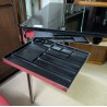 Bureau d'angle USM verre et caisson rouge