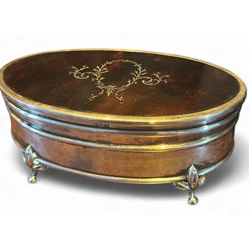Boite ovale en argent et écaille Mappin & Webb