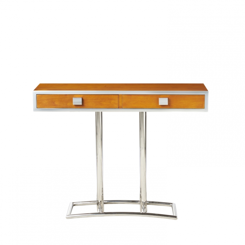 Console "Time Square" en bois teinte noyer