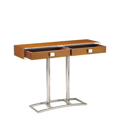 Console "Time Square" en bois teinte noyer