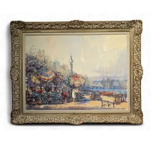 Tableau "Quai du Mont-Blanc" signé CECCHI