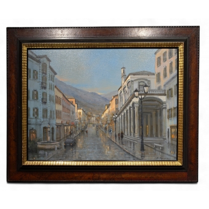 Tableau \"Rue du Grand-Pont\" signé DELAPIERRE