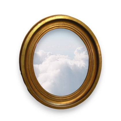  Miroir ovale, cadre doré or fin sur  Moinat SA  - Antiquités décoration