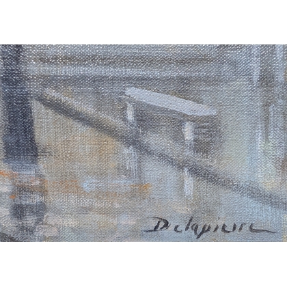 Tableau \"Rue du Grand-Pont\" signé DELAPIERRE