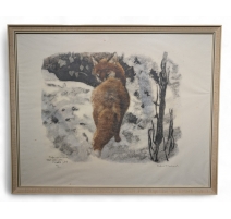 Gravure "La renarde pleine" signée Robert HAINARD