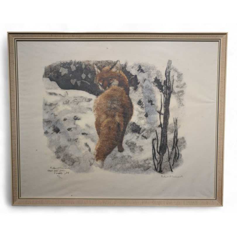 Gravure "La renarde pleine" signée Robert HAINARD