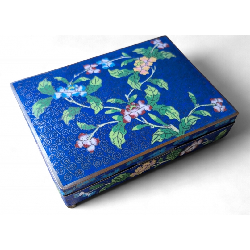 Boite cloisonnée fleurs