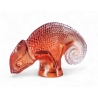 Caméléon en verre orange signée LALIQUE France