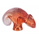 Caméléon en verre orange signée LALIQUE France