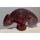 Caméléon en verre orange signée LALIQUE France