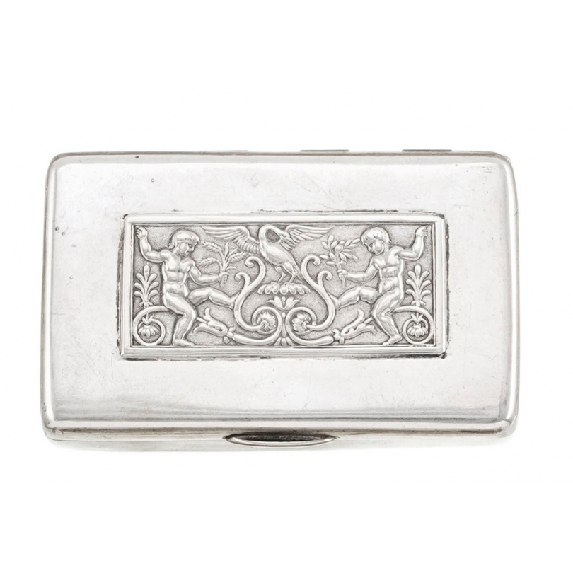 Boite en argent Cygne et chérubins