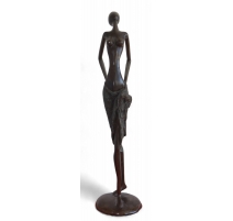 Femme africaine en bronze monogrammé GA