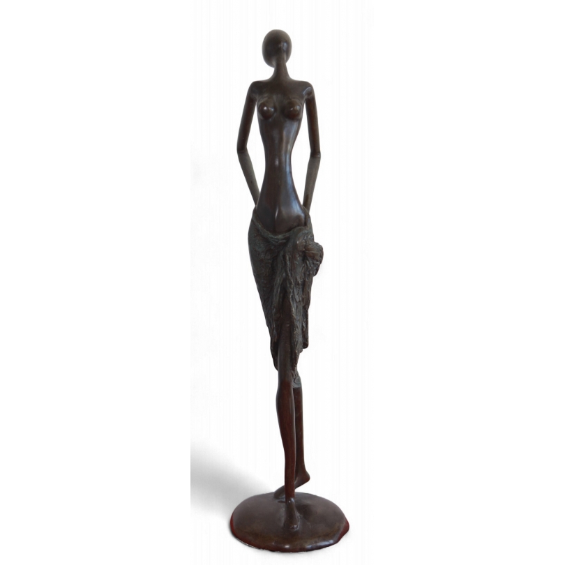 Femme africaine en bronze monogrammé GA