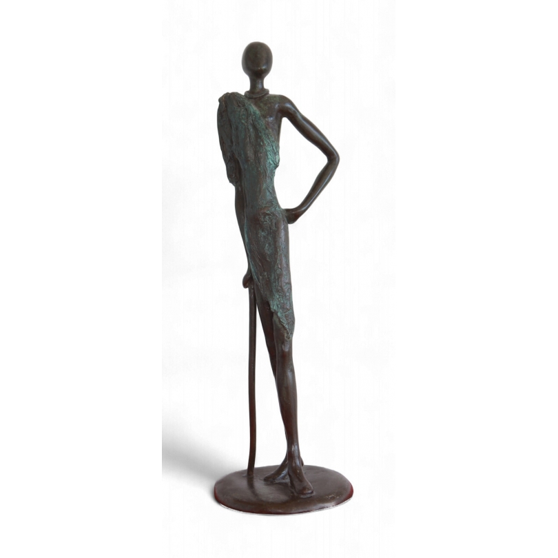 Homme africain en bronze monogrammé GA