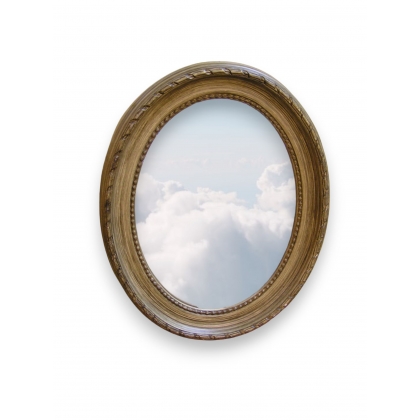  Miroir ovale en résine sculptée, laqué sur  Moinat SA  - Antiquités décoration