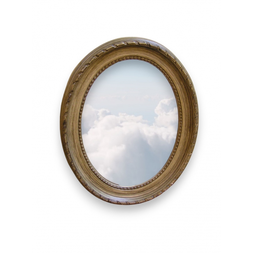  Miroir ovale en résine sculptée, laqué sur  Moinat SA  - Antiquités décoration