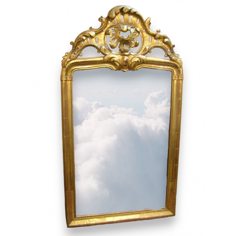 Miroir style Louis XV doré or fin,