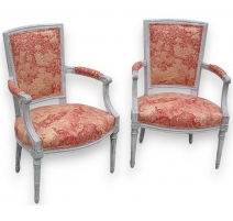 Paire de fauteuils Louis XVI cabriolet.