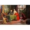 Tableau \"Visite du cardinal\" signé A. KNOOP