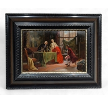 Tableau "Visite du cardinal" signé A. KNOOP