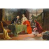 Tableau \"Visite du cardinal\" signé A. KNOOP