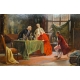 Tableau "Visite du cardinal" signé A. KNOOP