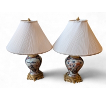 Paire de lampes en porcelaine Imari
