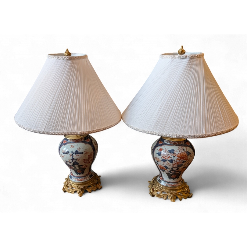 Paire de lampes en porcelaine Imari