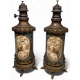 Paire de vases rouleaux montés en lampes à huile