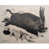 Engraving entitled ‘Grand sanglier’, signed by Robert HAINARD