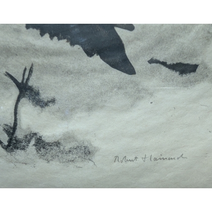 Engraving entitled ‘Grand sanglier’, signed by Robert HAINARD