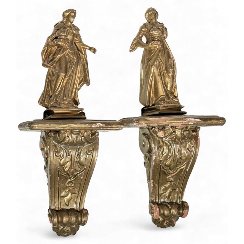 A pair of gilded wooden side tables