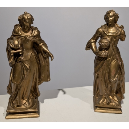 A pair of gilded wooden side tables