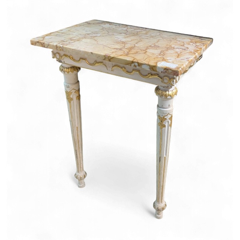 Small lacquered Louis XVI console table with a marble top by  Moinat SA  - Antiques and interior design