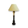 Lamp, wooden base with silk lampshade at  Moinat SA  - Antiques and home décor